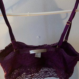 BRAND NEW Purple VS Lace Bandeau Lined Bralette, Convertible straps Med